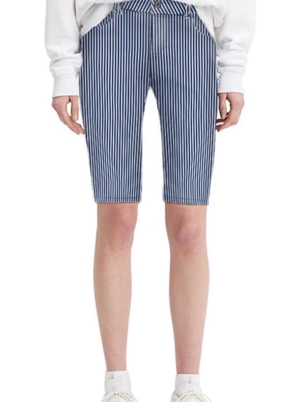 Blue Stripe High-Rise Women’s Bermuda Shorts